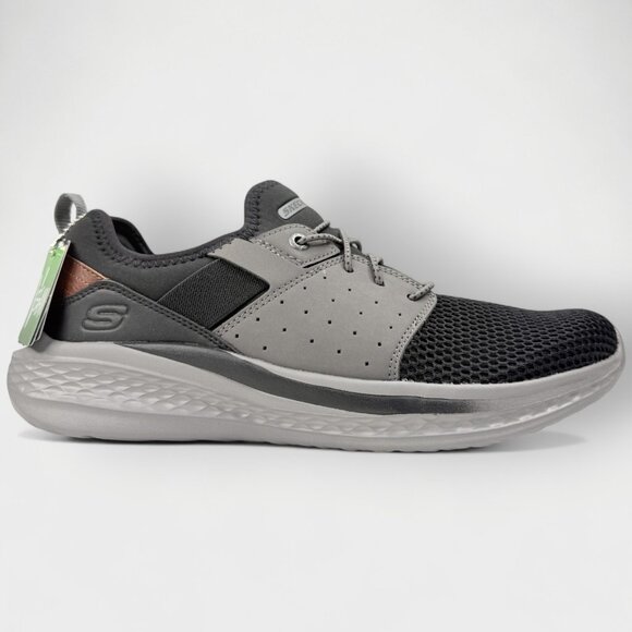 Skechers Men’s Relaxed Fit Slade Raymar Black Gray Sneaker Size 10 Vegan Shoes - Picture 2 of 14